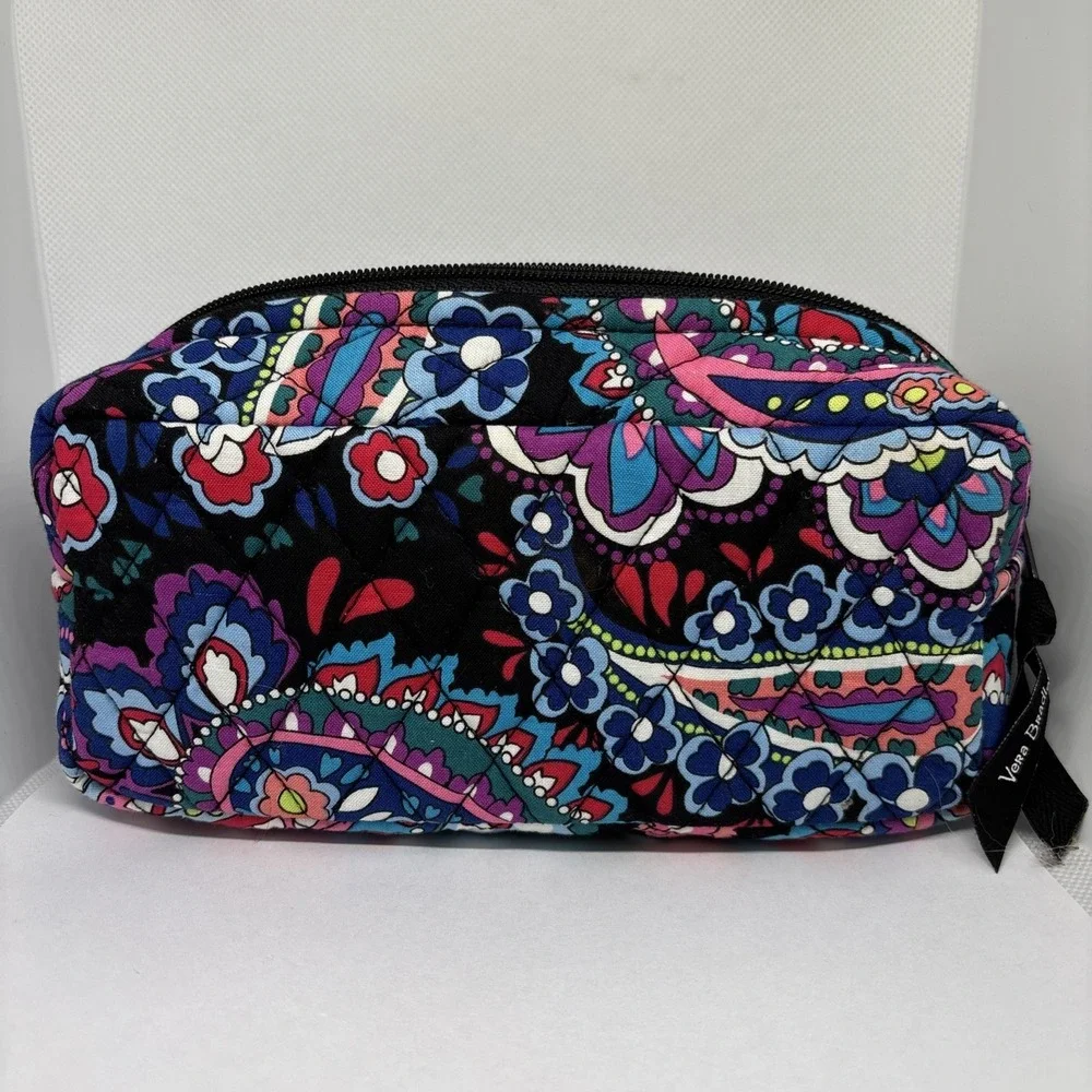 Vera Bradley Brush/Pencil Case Quilted Cosmetic Bag Haymarket Plaid